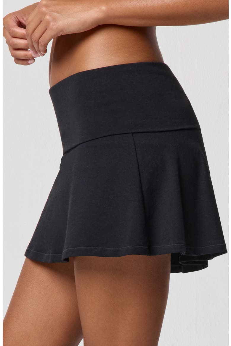 Cotton Blend Fold Over Skort, Alternate, color, BLACK