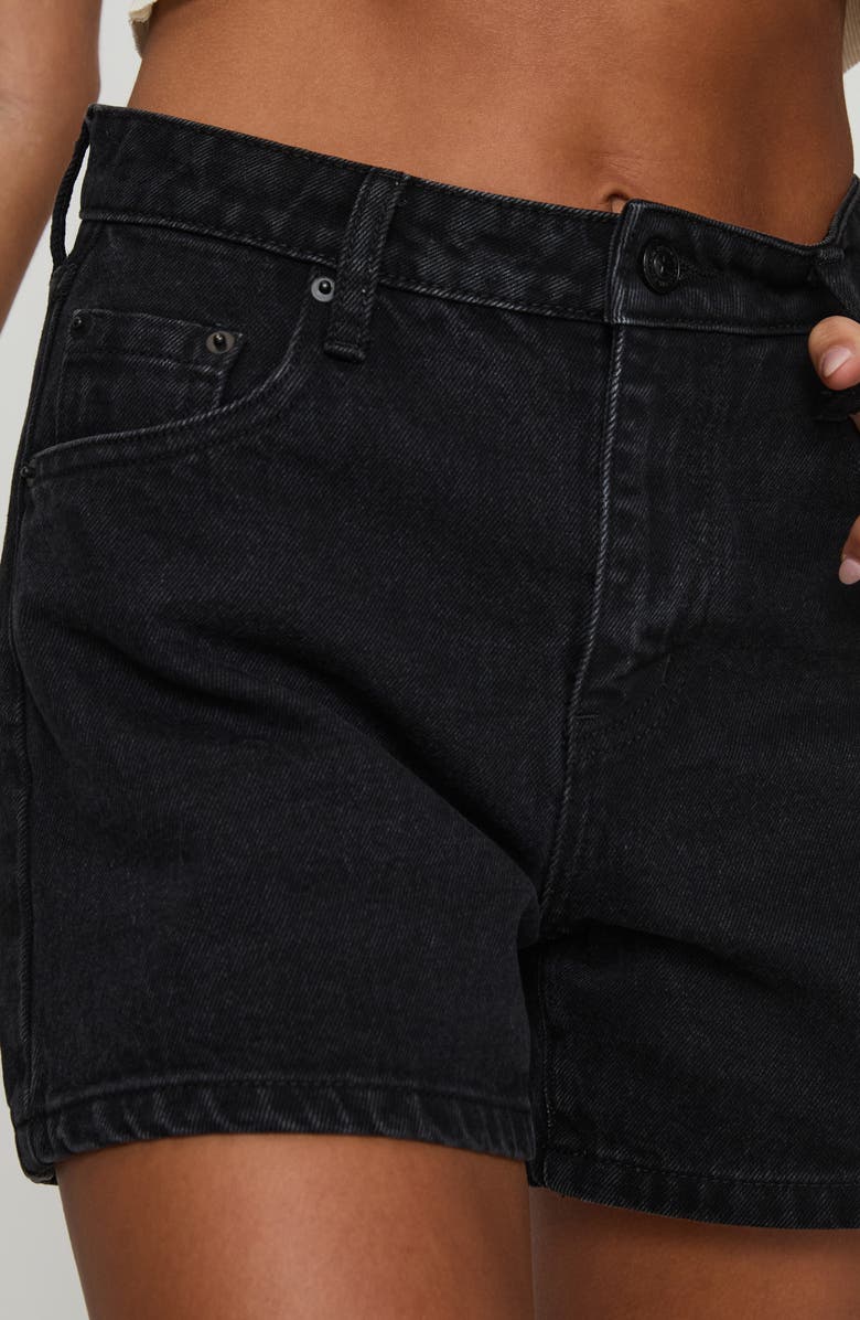 Princess Polly Saldana Washed Denim Shorts, Alternate, color, Black