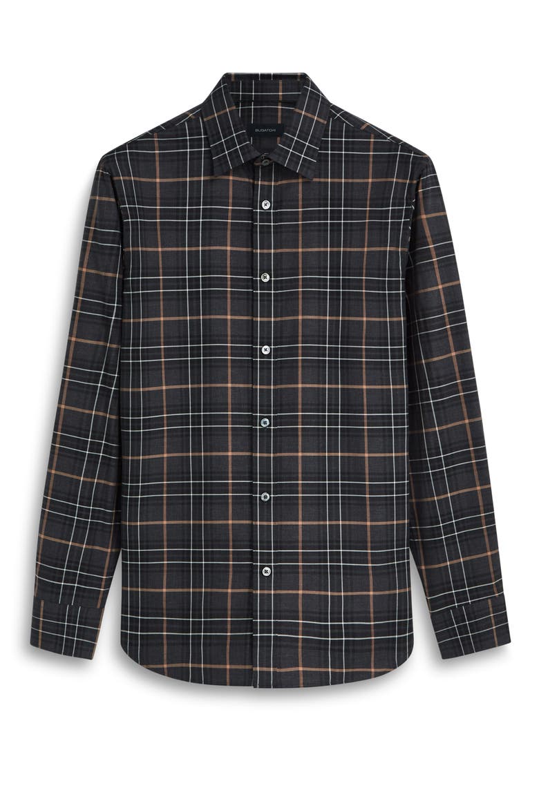 Julian Plaid Print Cotton Button-Up Shirt, Alternate, color, BLACK