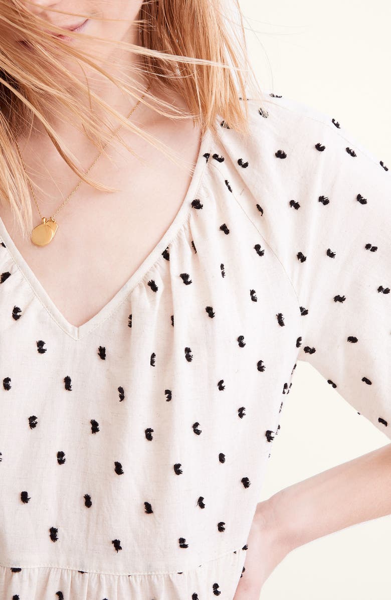 Madewell Lorelei Clip Dot Cotton & Linen Minidress, Alternate, color,