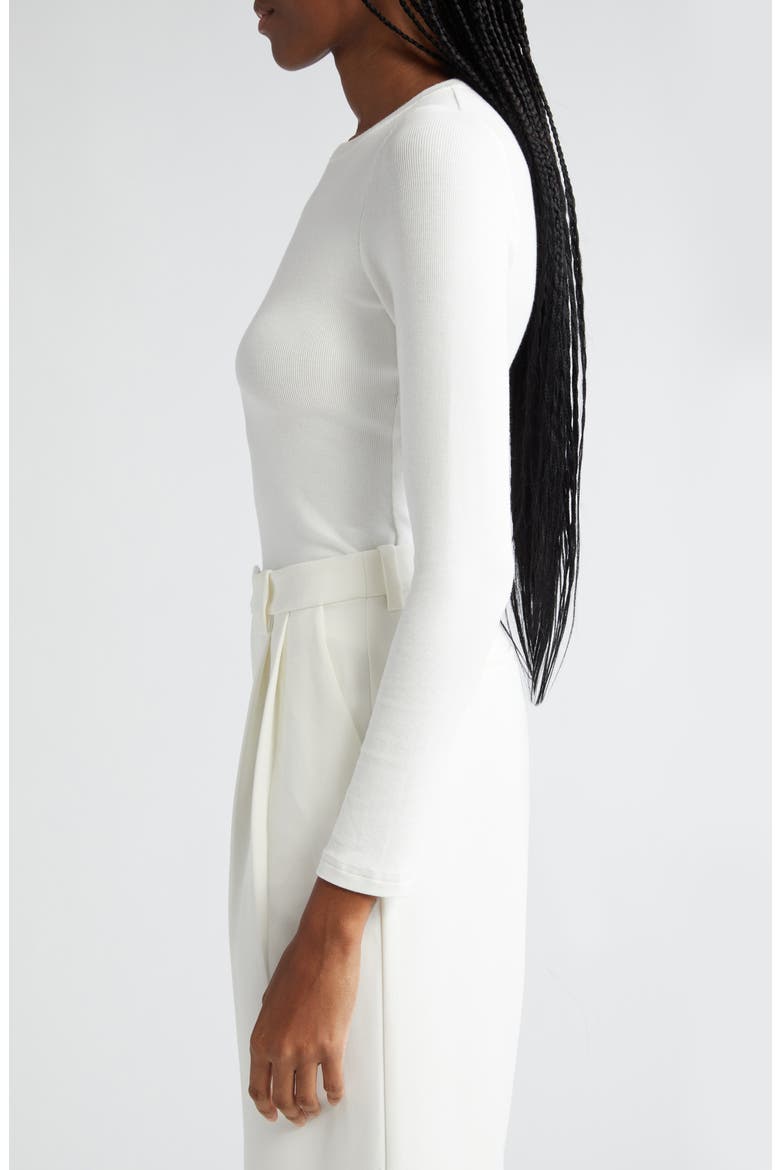 The Rib Long Sleeve Top, Alternate, color, WHITE