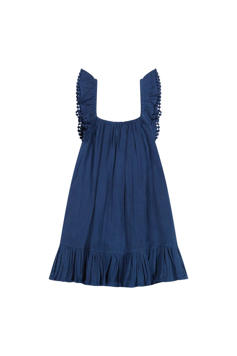 Mini Eva Girl's Ruffle Dress Lapis Blue, Main, color, Blue