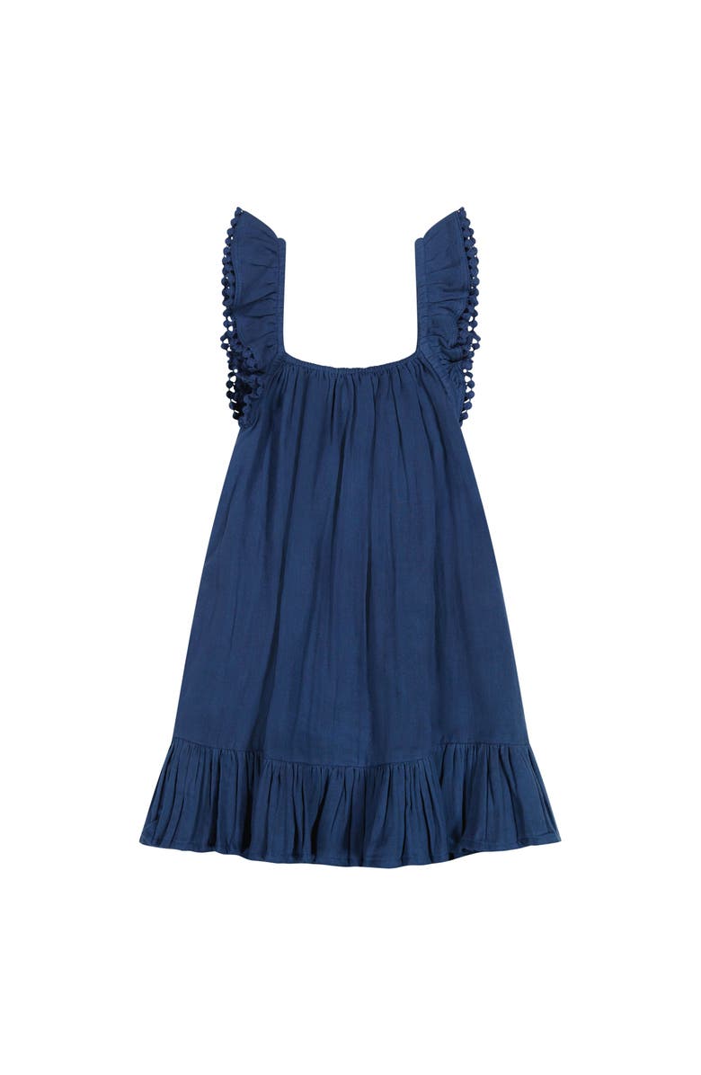 Mer St. Barth Mini Eva Girl's Ruffle Dress Lapis Blue, Main, color, Blue