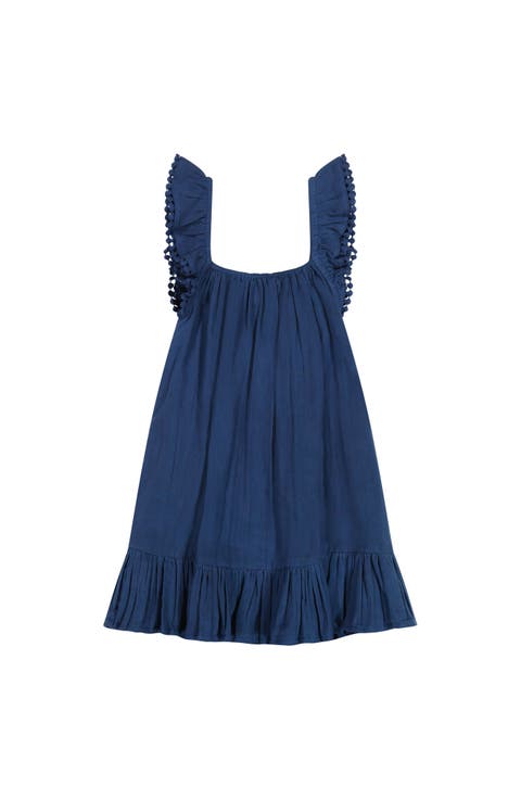 Mini Eva Girl's Ruffle Dress Lapis Blue