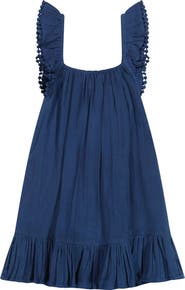 Mer St. Barth Mini Eva Girl's Ruffle Dress Lapis Blue
