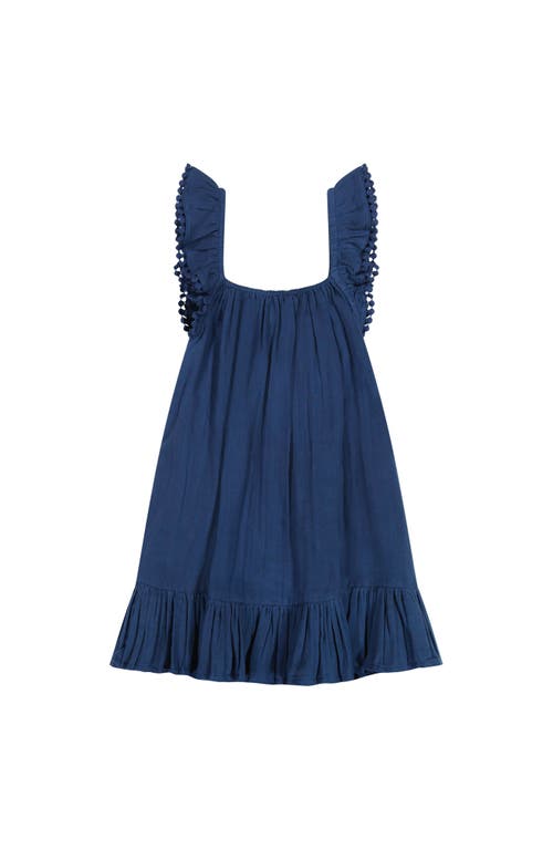 Mer St. Barth Mini Eva Girl's Ruffle Dress Lapis Blue In Blue