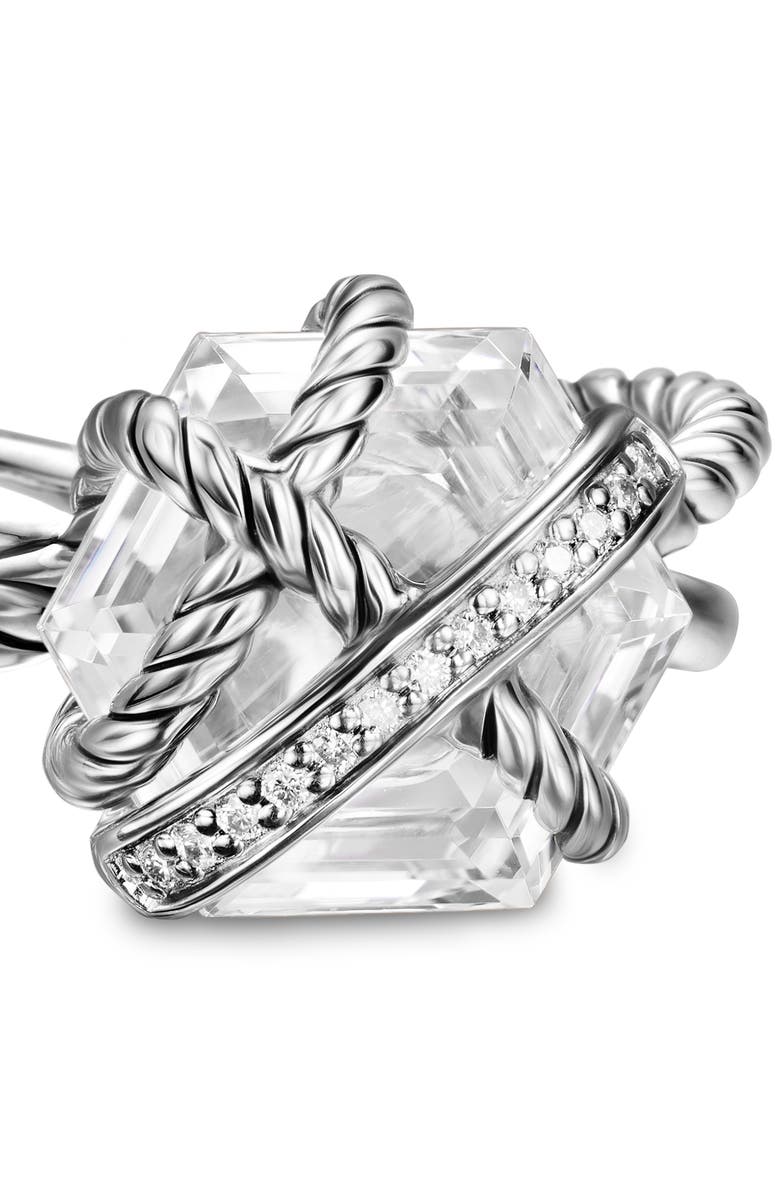 David Yurman Cable Wrap Crystal & Diamond Ring, Alternate, color, Silver Pave