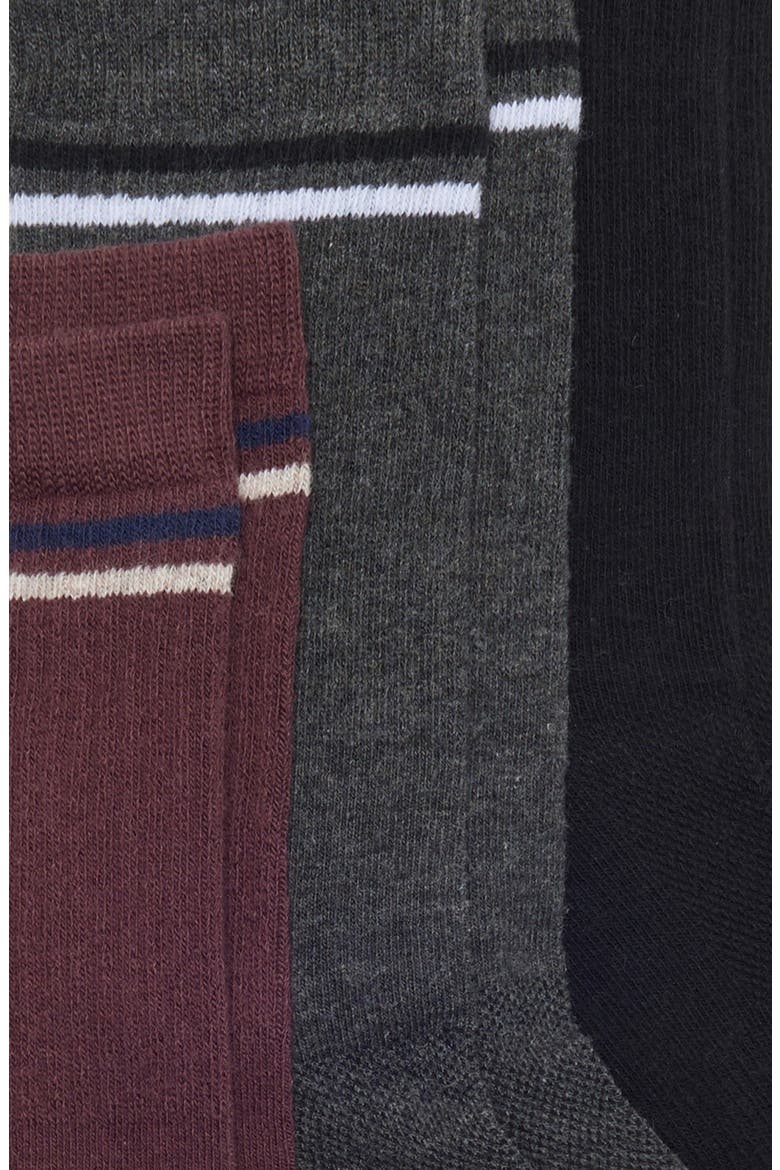 Athleisure 3-Pack Crew Socks, Alternate, color, BURGUNDY- BLACK MULTI