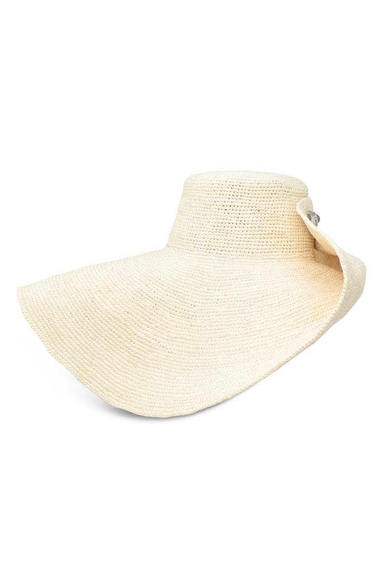 Gigi Burris Millinery Cleo Packable Crochet Straw Sun Hat, Alternate, color, Natural