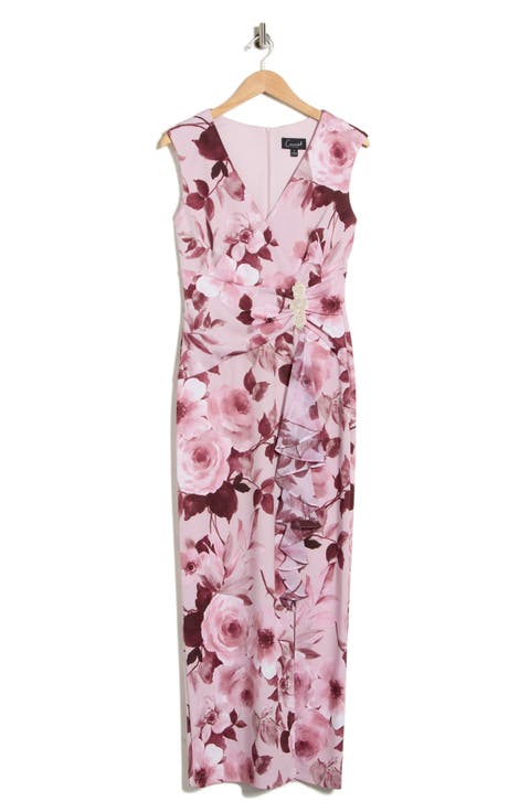 Floral Gathered Waist Maxi Dress