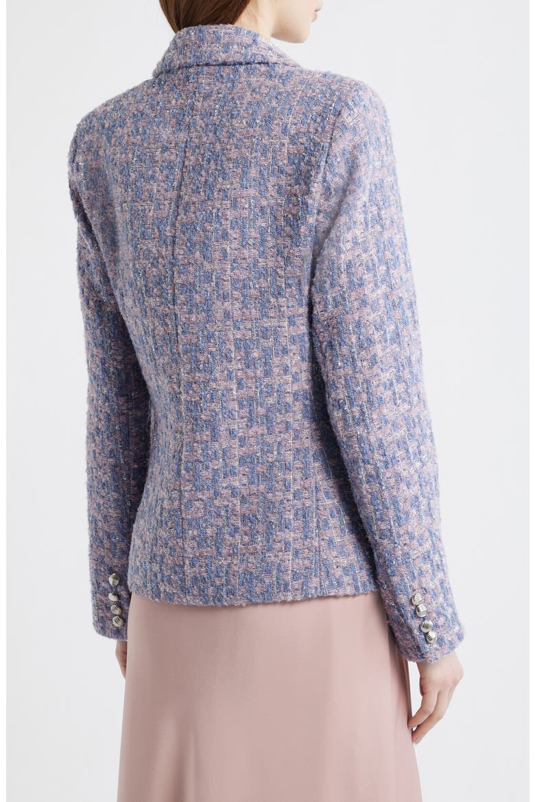 Metallic Faux Double Breasted Tweed Jacket, Alternate, color, BLUE ROSE SILVER