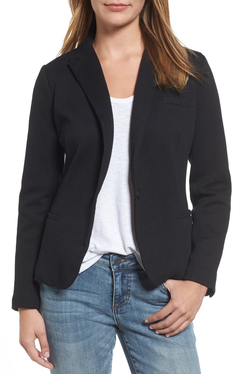 Olivia Moon Elbow Patch Knit Blazer, Main, color,