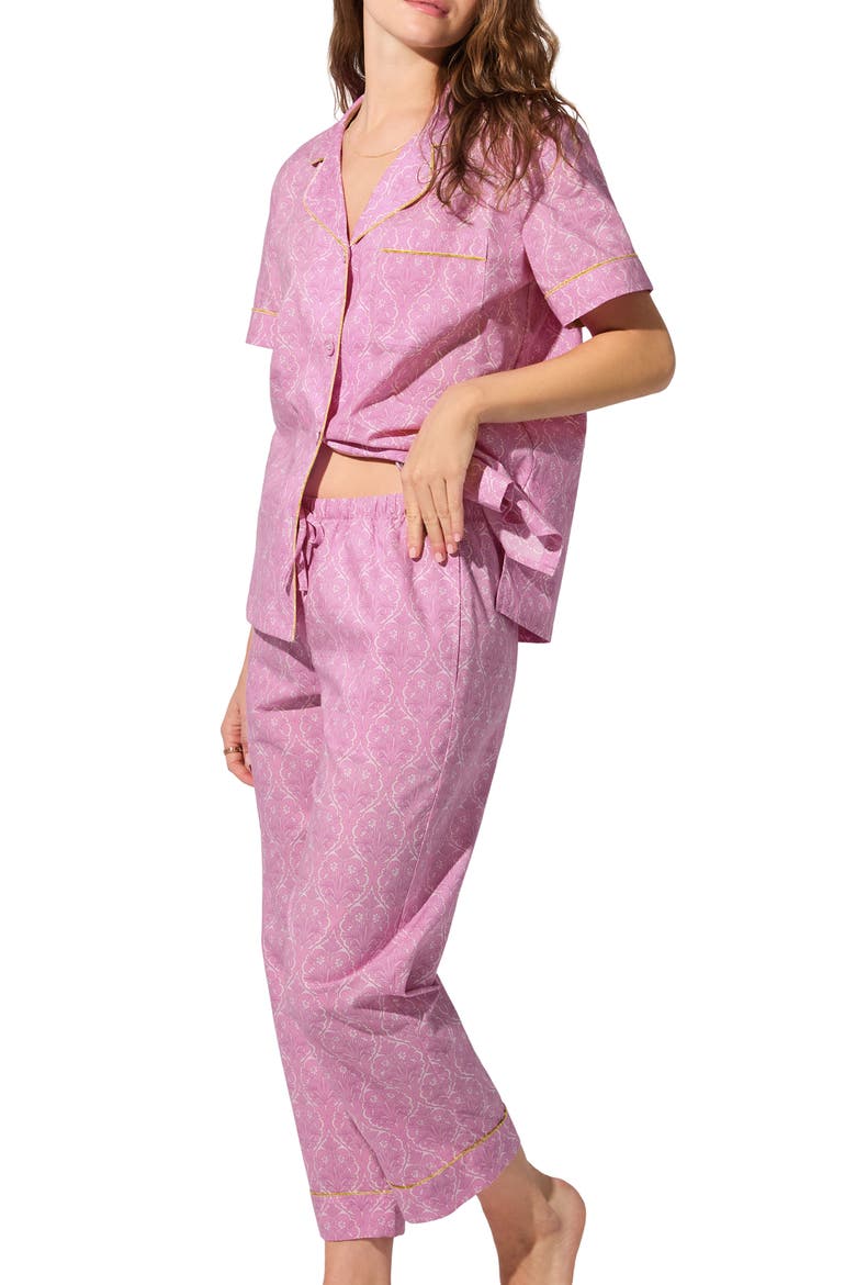Print Organic Cotton Crop Pajamas, Alternate, color, COLETTE