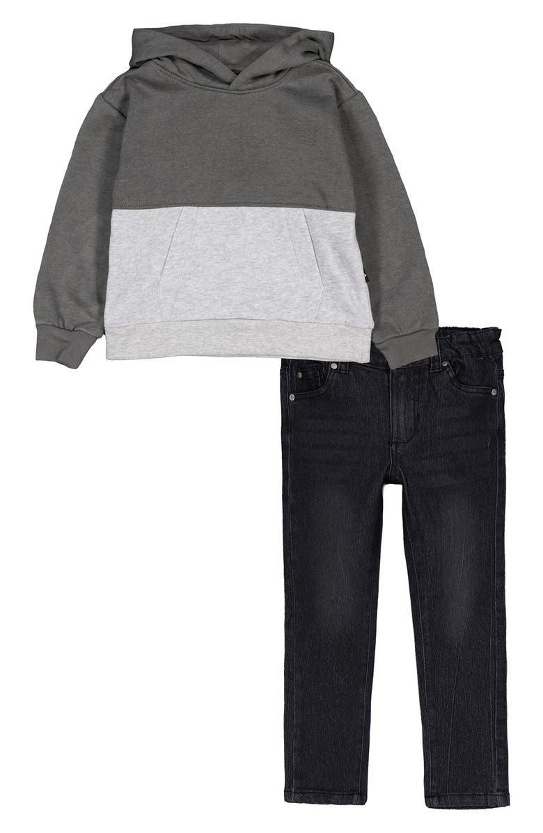 Joe's Jeans Colorblock Hoodie & Jeans Set, Main, color, Grey