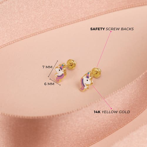Shop In Season Jewelry 14k Pastel Unicorn Earrings In Pink