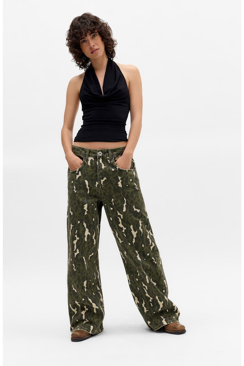 Jaya Low Rise Wide Leg Jeans, Alternate, color, ANIMAL CAMO