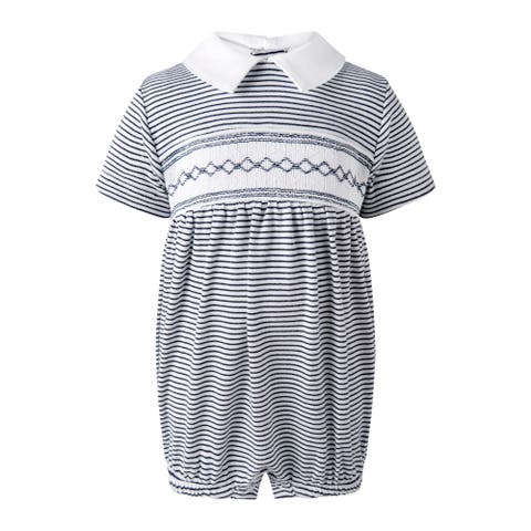 Pima Stripe Smocked Bubble (Baby)