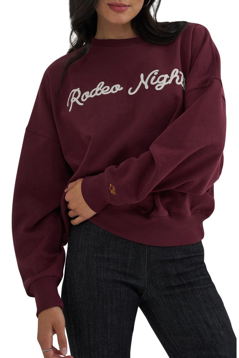Rodeo Nights Graphic Sweatshirt, Main, color, BURGUNDY