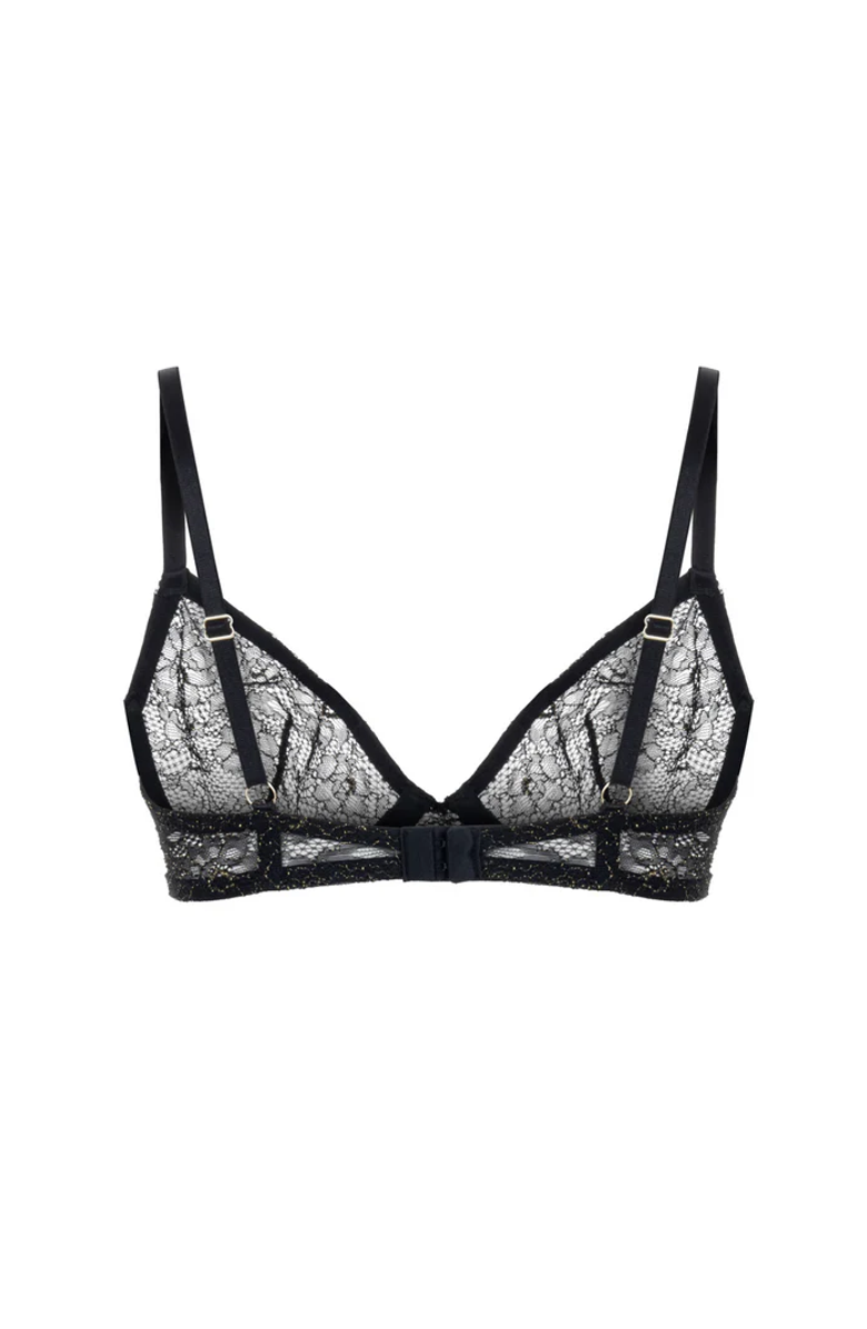 Mers Silk Shiny Bra - Shimmery Lace Underwire Balconette Bra, Alternate, color, Black