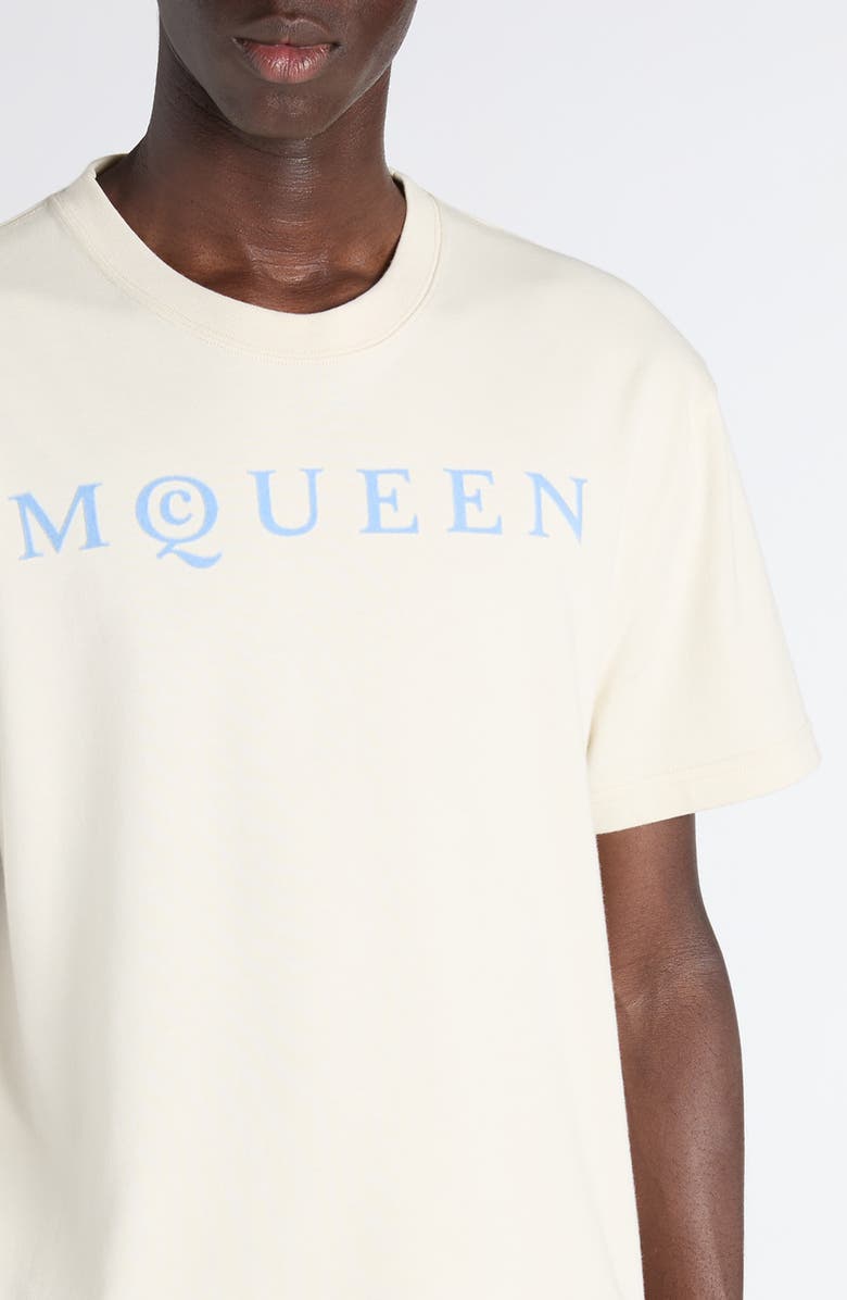 McQueen Logo Graphic T-Shirt, Alternate, color, Gesso/ Ice Blue