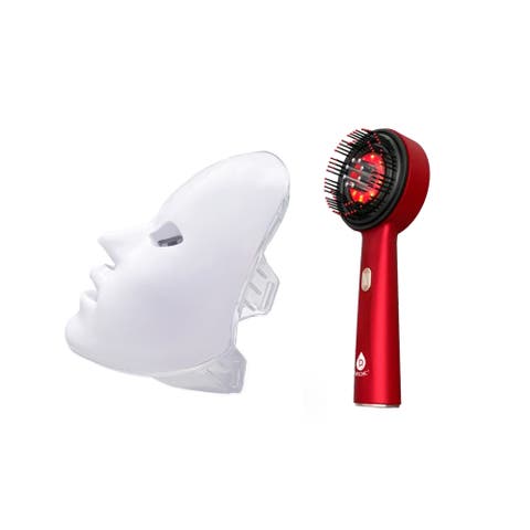 7-Color Facial Therapy Mask + 3-in-1 LED Scalp & Hair Treatment Brush