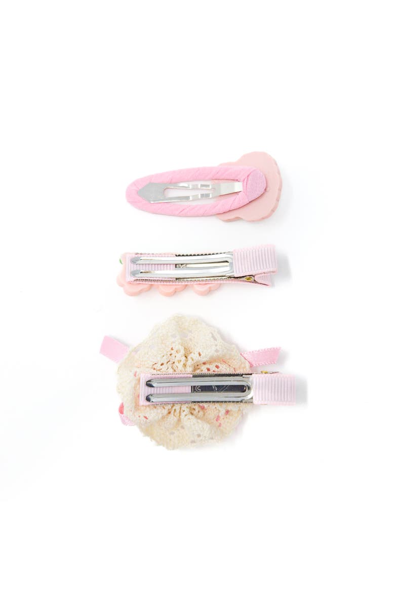 Puttisu 3pc Hair Clip Set - Cookie Bunny Bloom, Alternate, color, Bunny Tea Party - Pink Flowers