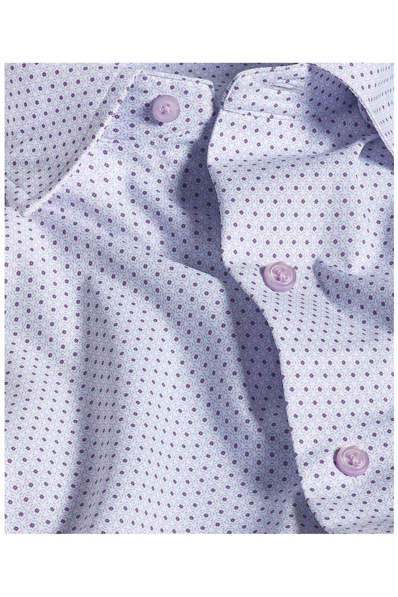 Neat Print Performance Sport Shirt, Alternate, color, WHITE/ PURPLE