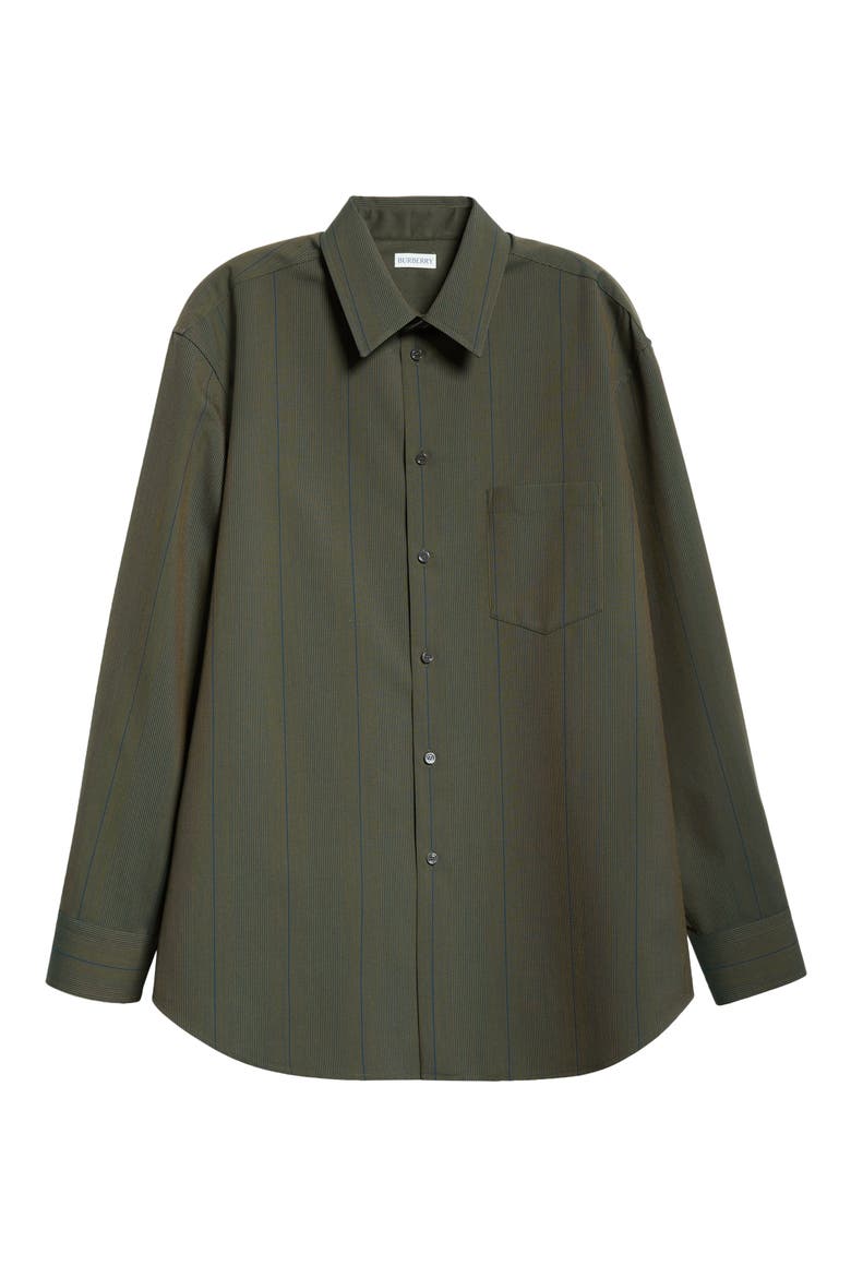 Stripe Oversize Wool Button-Up Shirt, Alternate, color, GRANITE