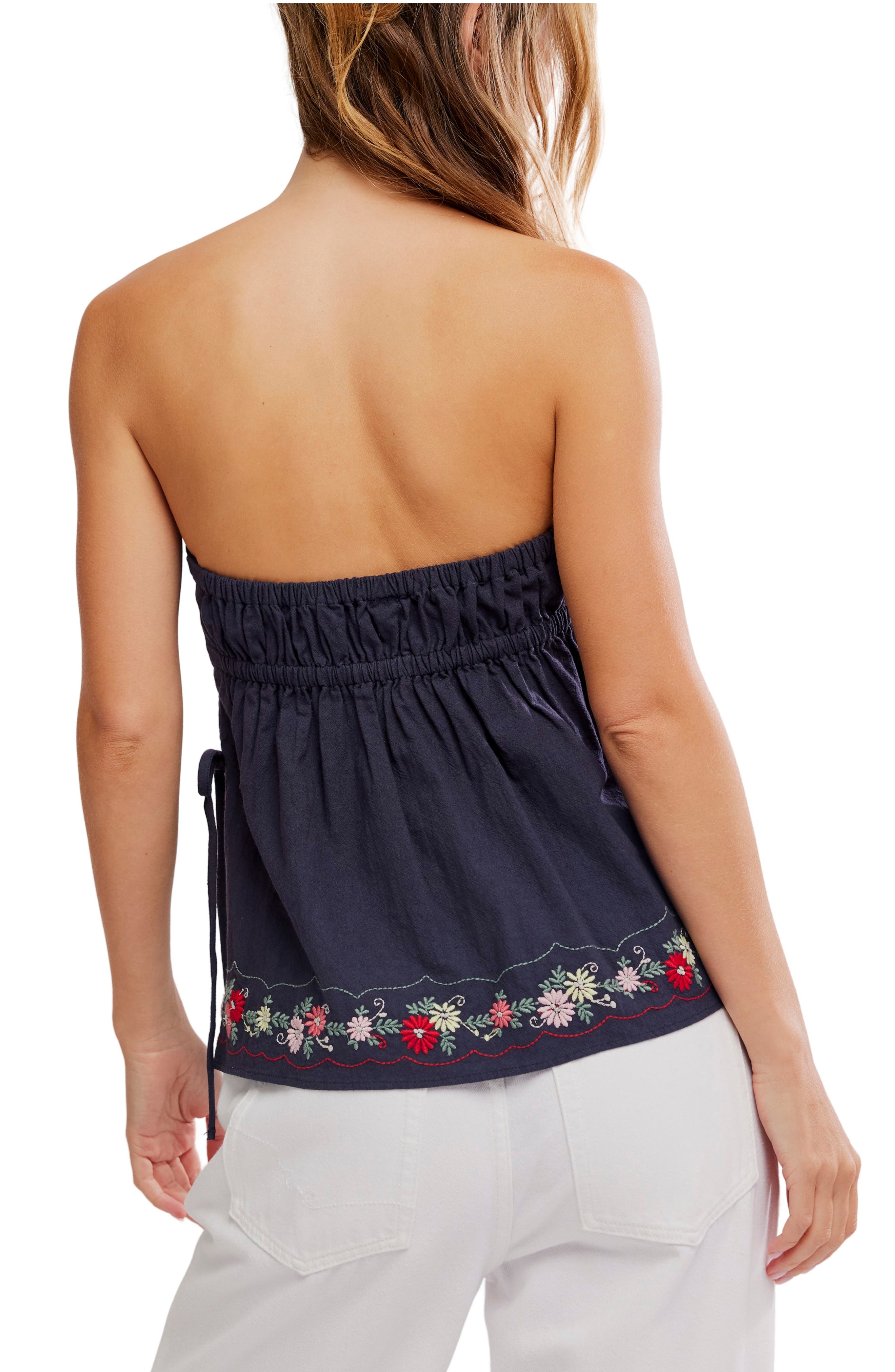 Doily Days Embroidered Strapless Cotton Top - image 2