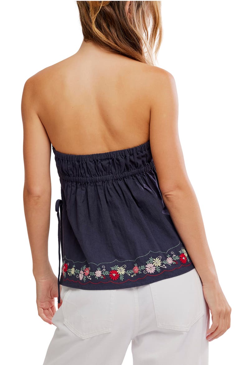 Doily Days Embroidered Strapless Cotton Top, Alternate, color, NAVY COMBO