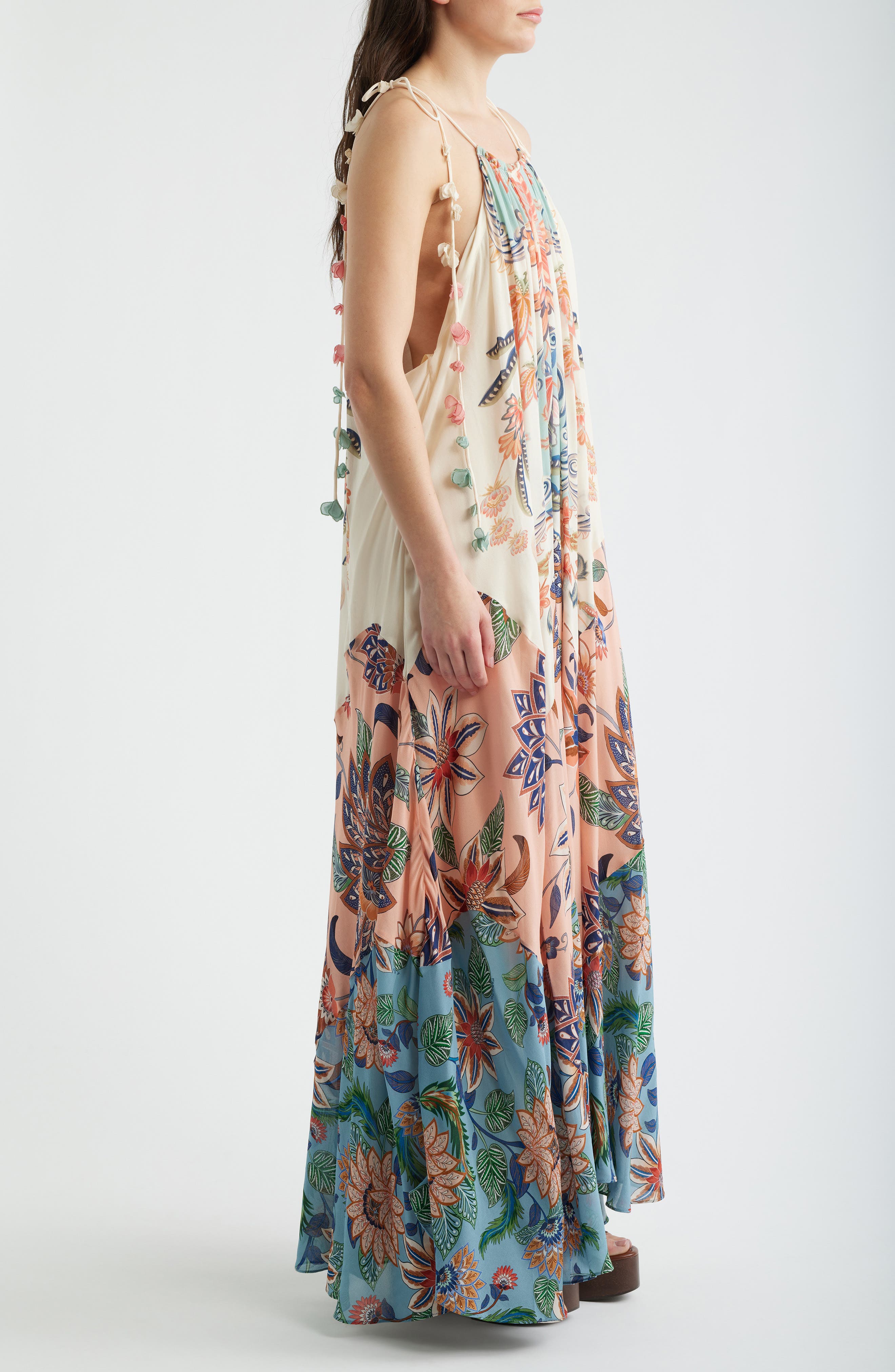 nordstrom boho dresses Boho Delhi Floral Tie Shoulder Maxi Dress (Women)