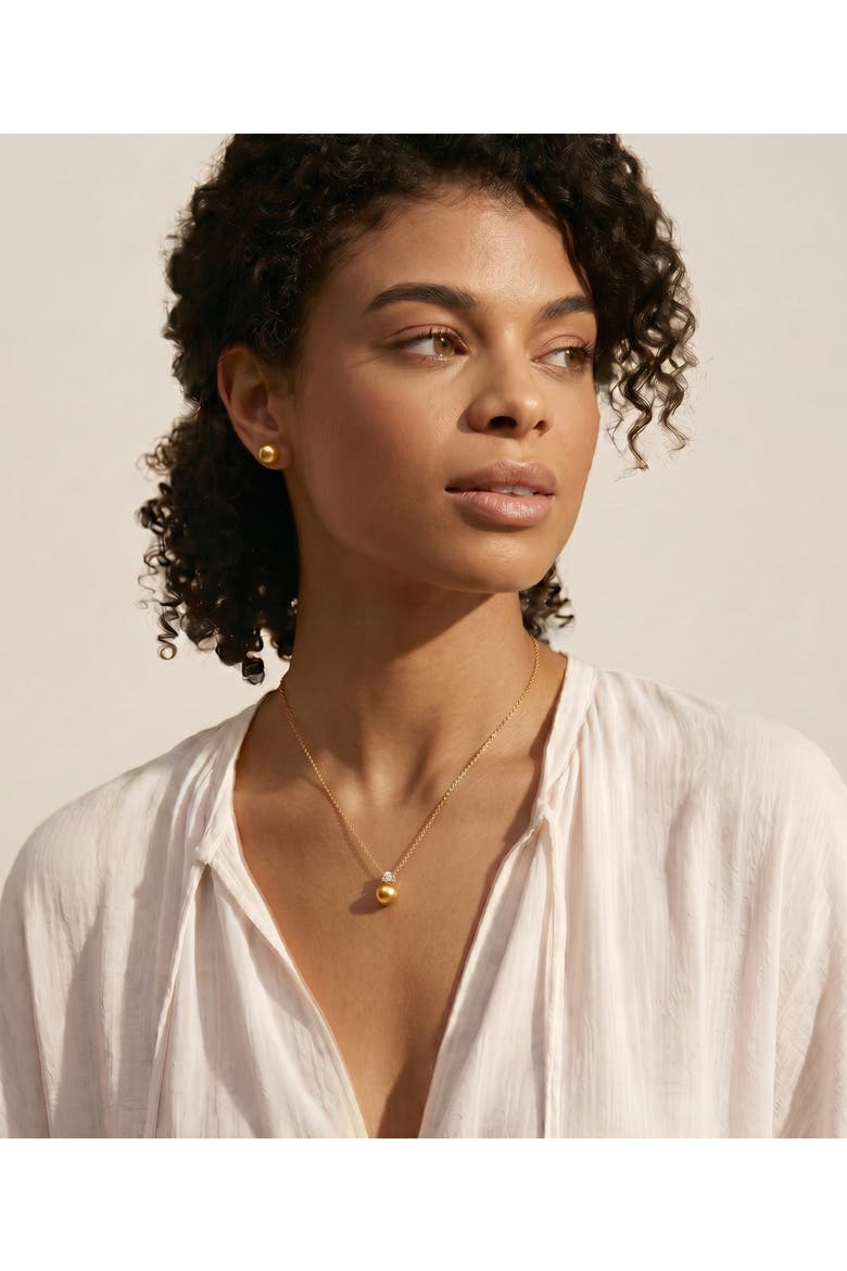 Golden South Sea Pearl & Diamond Ellie Pendant, Alternate, color, Golden Pearl