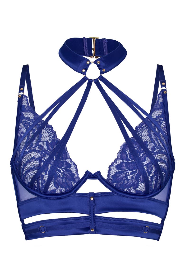 Emmeline Choker Longline Underwire Bra, Alternate, color, CLEMATIS BLUE