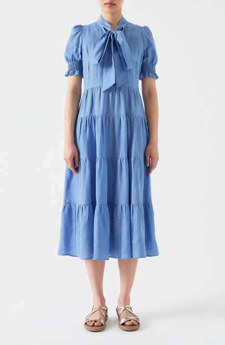 LK Bennett Flo Tie Neck Linen Dress