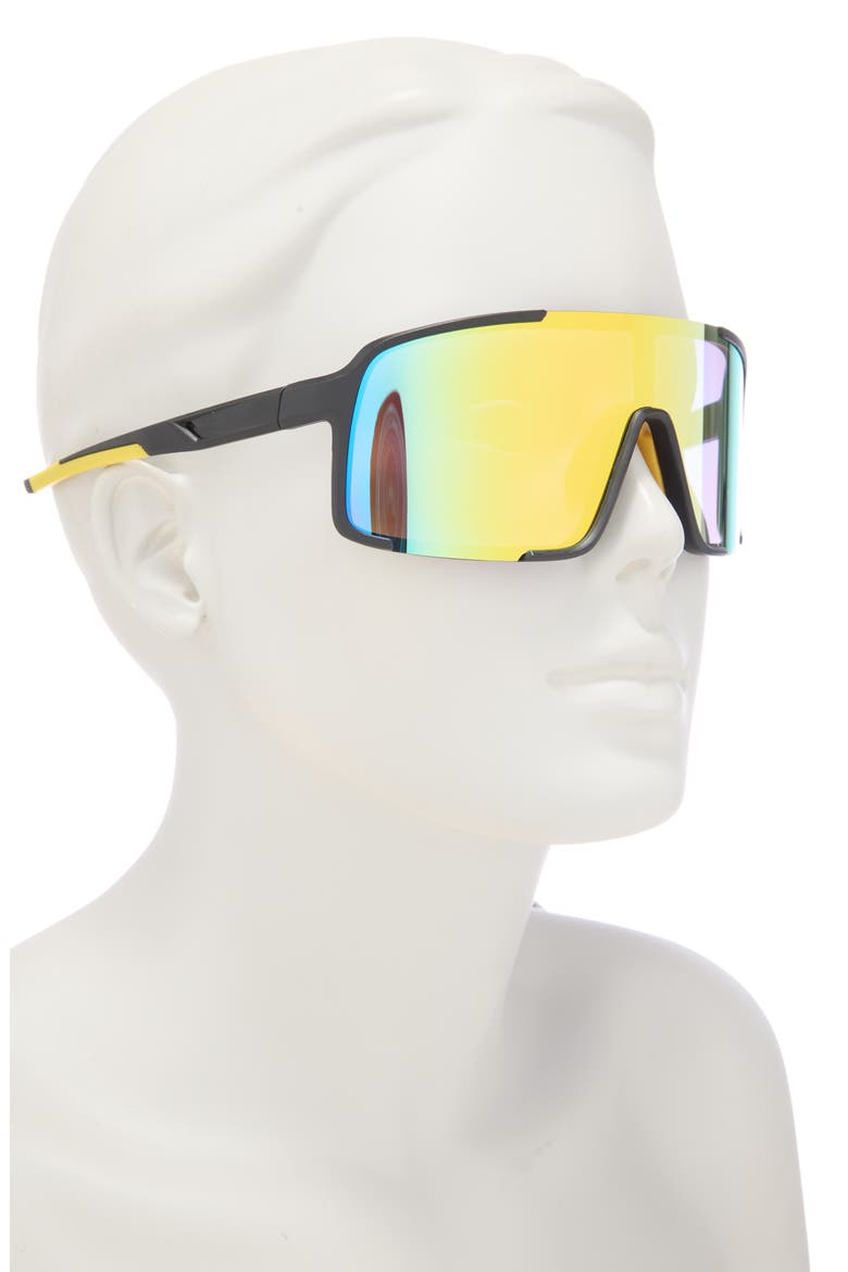 130mm Mirror Shield Sunglasses, Alternate, color, BLACK/ YELLOW