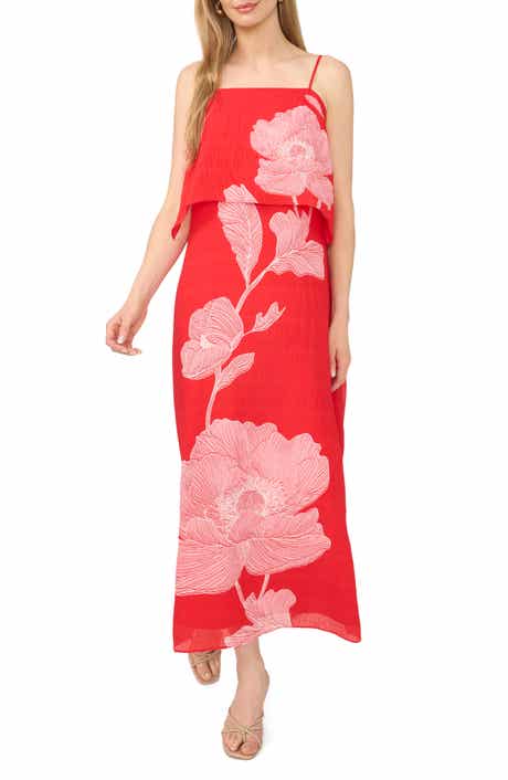 Floral Tiered Overlay Dress