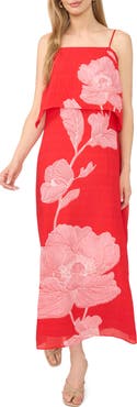 Vince Camuto Floral Tiered Overlay Dress