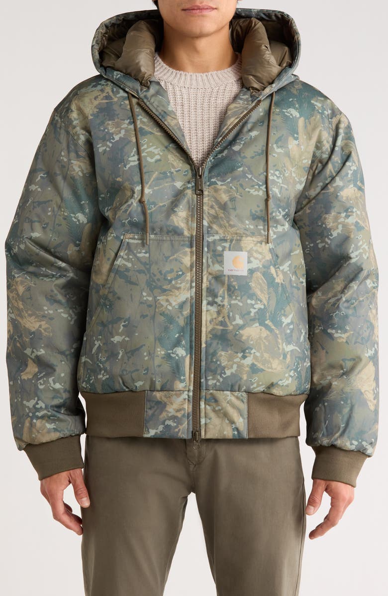 Carhartt Work In Progress Water Repellent Active Cold Padded Nylon Jacket, Main, color, Camo Combi