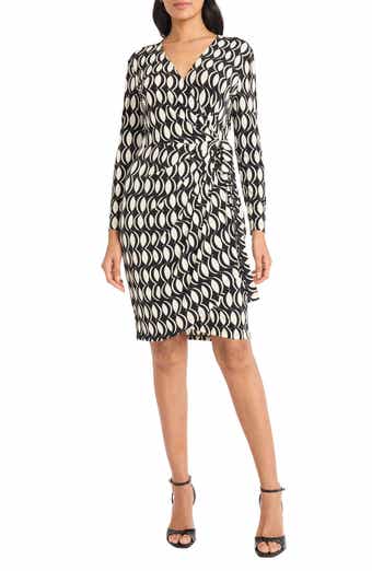 Maggy London Wrap Front Long Sleeve Dress
