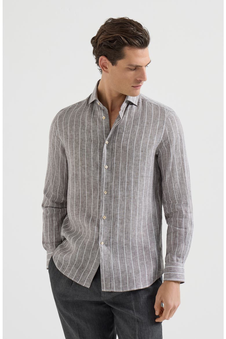 Chalk stripe shirt, Main, color, Hazelnut