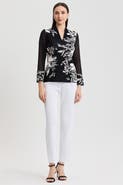 Ming Wang Mixed-Media Floral Jacquard Knit Tunic