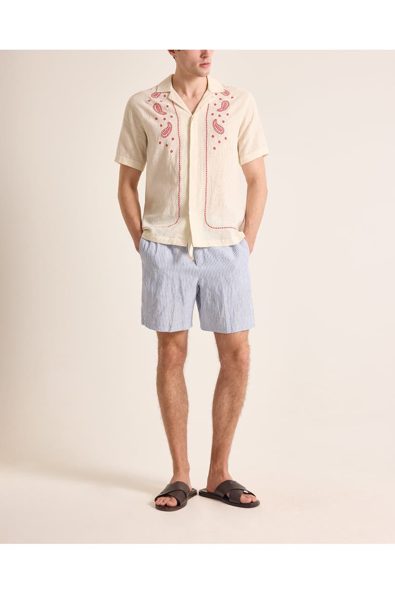 Alex Relaxed Fit Fine Hemp Stripe Shorts, Main, color, BERGAMO BLUE STRIPE