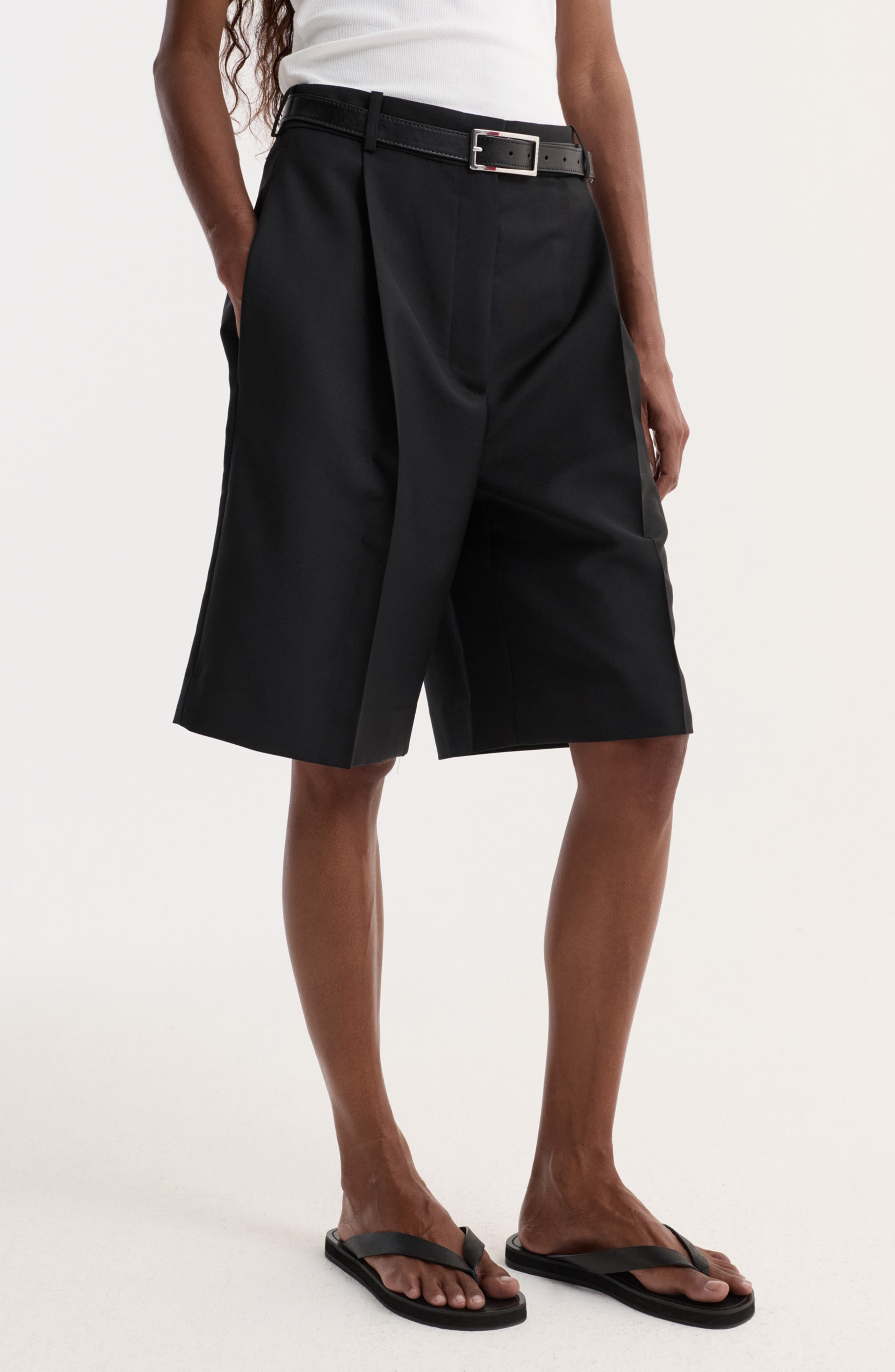 Rohe Róhe Tailored Wool & Mohair Shorts In Black