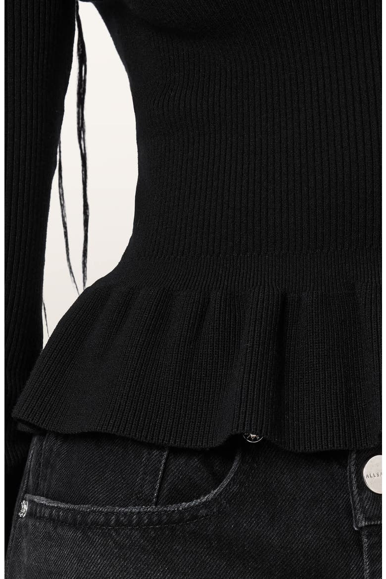 Jas Rib Knit Peplum Sweater, Alternate, color, BLACK