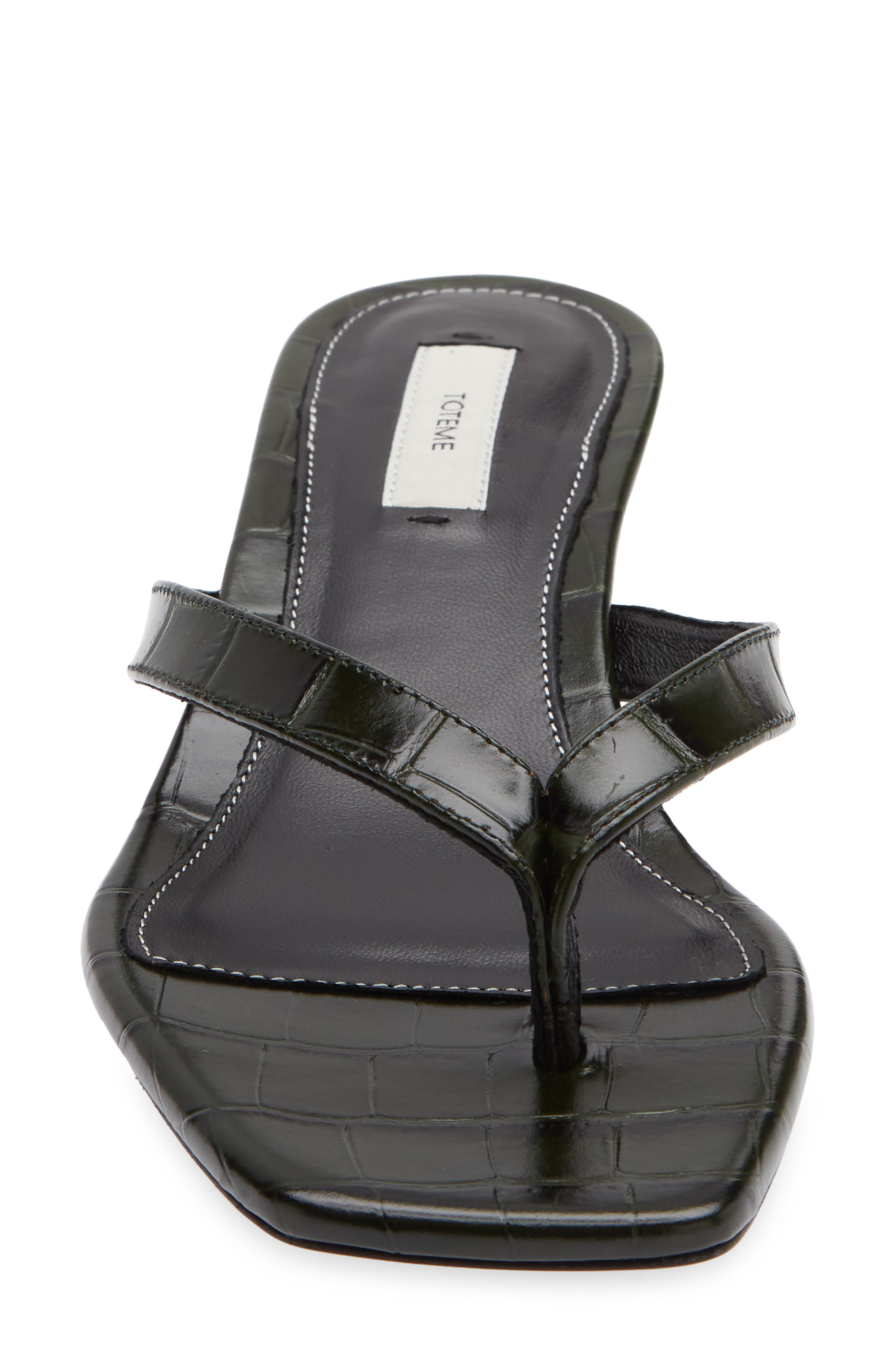 Croc Embossed Kitten Heel Flip Flop, Alternate, color, GREEN