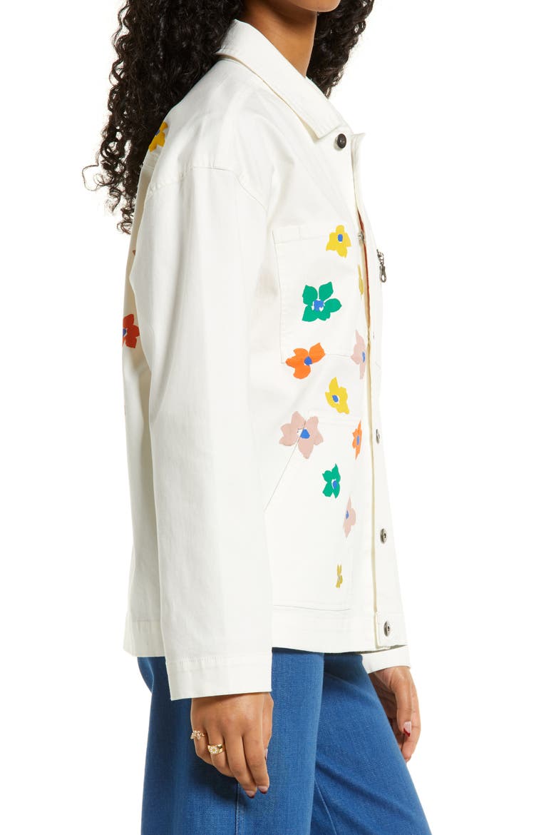 Cristina Martinez Stretch Twill Utility Jacket, Alternate, color, IVORY FLOWER POP