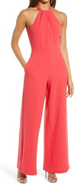Julia Jordan Halter Neck Wide Leg Jumpsuit