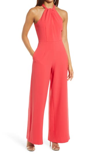 Julia Jordan Halter Neck Wide Leg Jumpsuit
