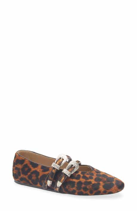Claudia Leopard Spot Genuine Calf Hair Mary Jane Flat