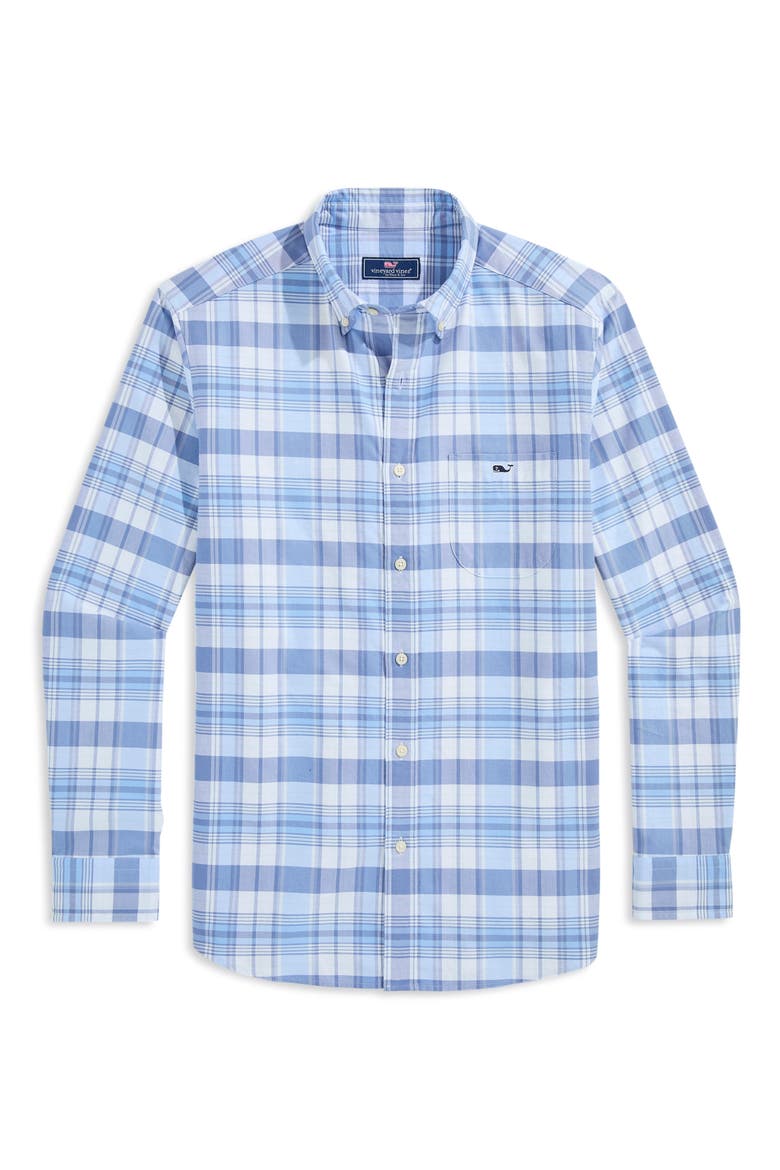 Plaid Long Sleeve Oxford Shirt, Main, color, SERENITY BLUE